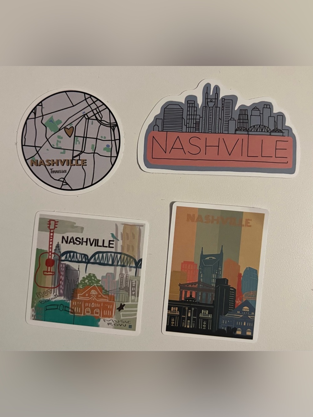Nashville Cityscape Sticker Set - 4 stickers